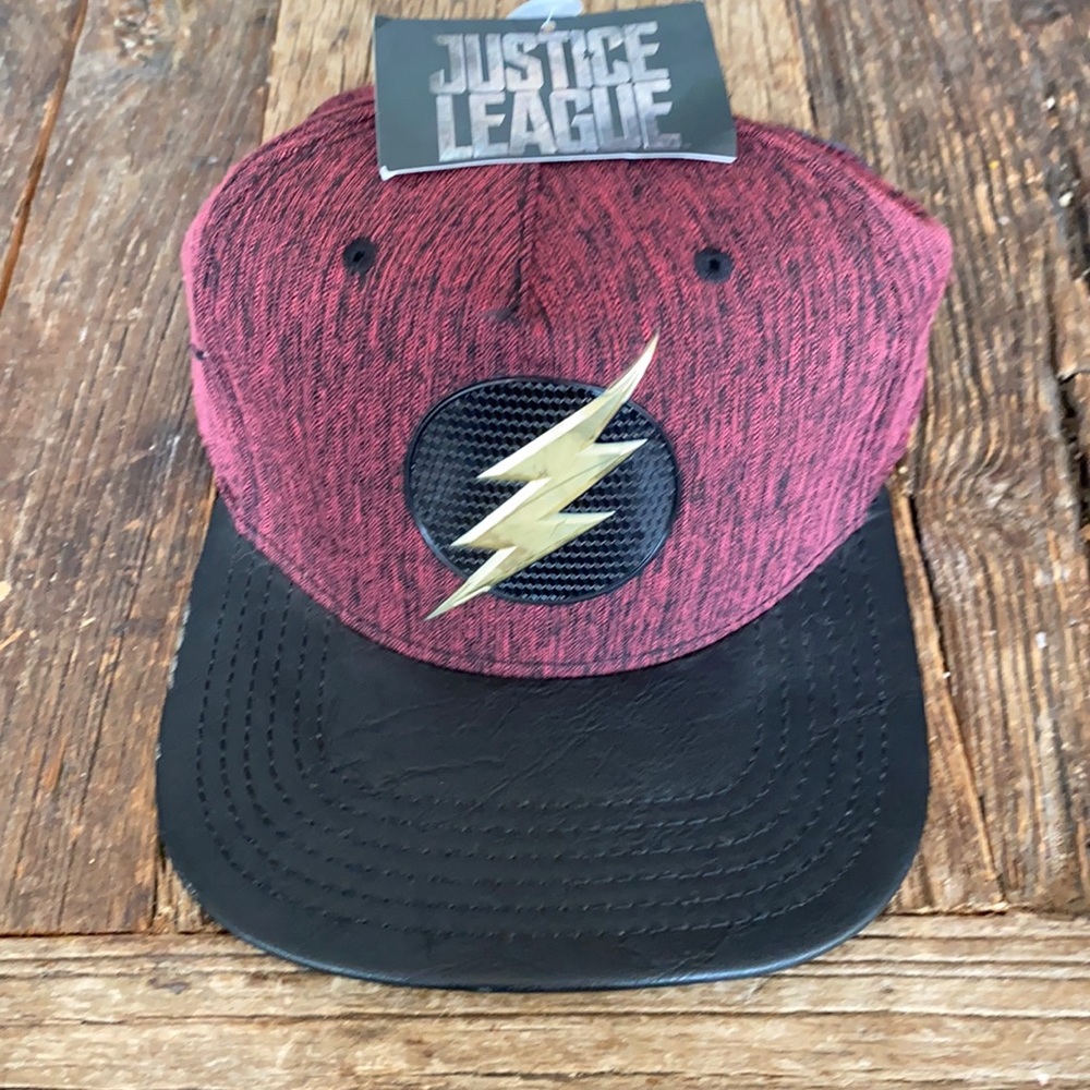 Justice League Snapback Hat Baseball Cap Black Gold Lightening Bolt New